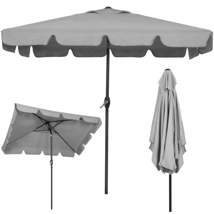 Umbrela terasa sau gradina reglabila, inclinare 2 directii, protectie UV UPF 50+, 195x122 cm, gri deschis [4]