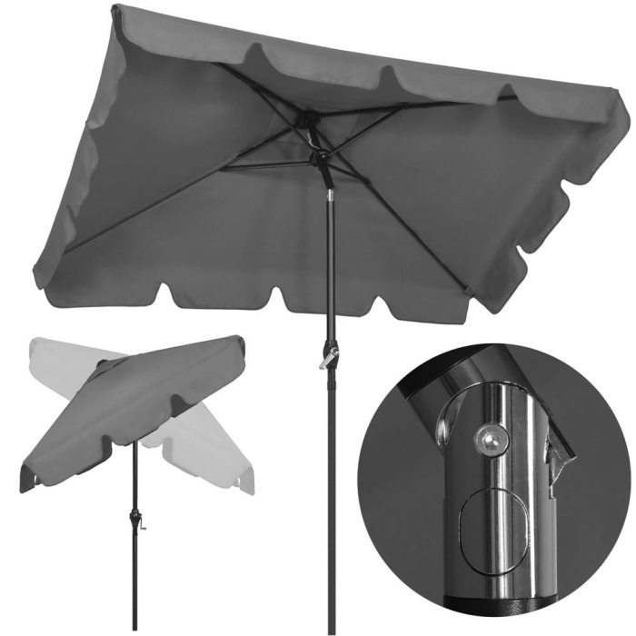 Umbrela terasa sau gradina reglabila, inclinare 2 directii, protectie UV UPF 50+, 195x122 cm, gri inchis [2]