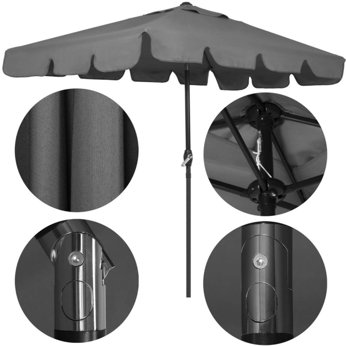 Umbrela terasa sau gradina reglabila, inclinare 2 directii, protectie UV UPF 50+, 195x122 cm, gri inchis [17]