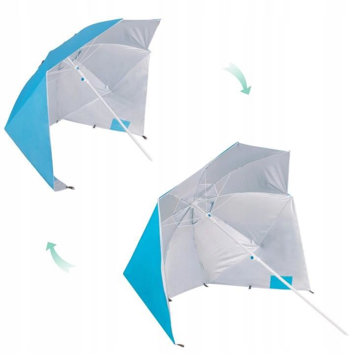Umbrela tip cort de plaja XXL, cu 2 pereti laterali, BU14S, inaltime reglabila 140-220 cm, albastru [4]