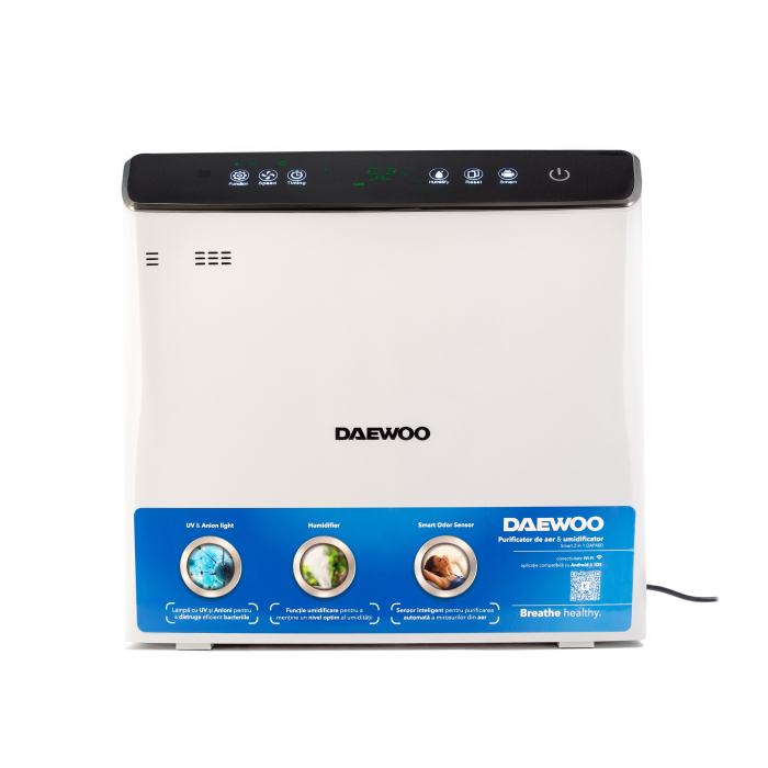 Umidificator Daewoo DAP400, 75 W, 3 trepte, 2.4 l, 452 mm, 438 mm, 233 mm, 60 autonomie h, 45 decibeli, Alb [8]