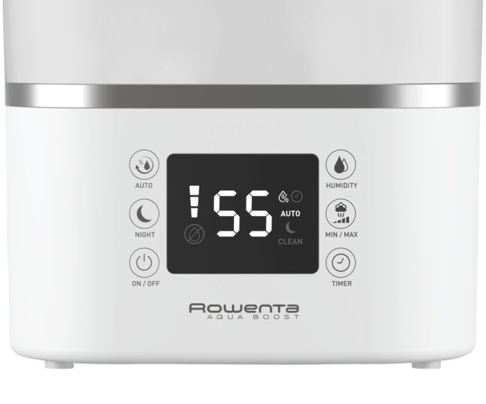 Umidificator Rowenta Aqua Boost HU4020F0, acoperire 50 m2, flux de aer de 380 ml/h, rezervor 2.5L, ecran LED, timer, Alb/argintiu [3]