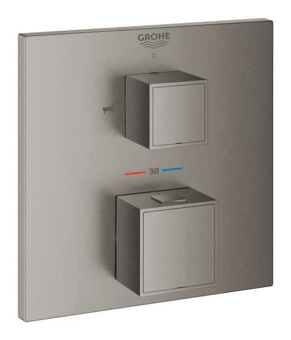 Unitate comanda cada Grohe 24155AL0, Cube, termostat, 2 iesiri, necesita valva, mat, grafit [2]