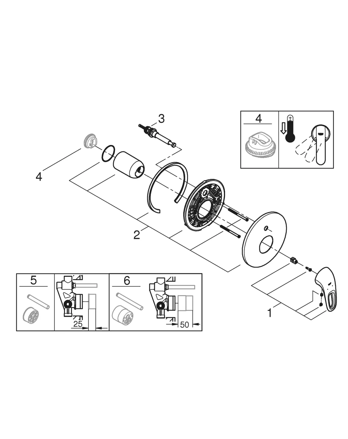 Unitate comanda dus Grohe Eurostyle 19506003, 1/2'', monocomanda, diverter, 2 iesiri, necesita set fixare, crom [3]