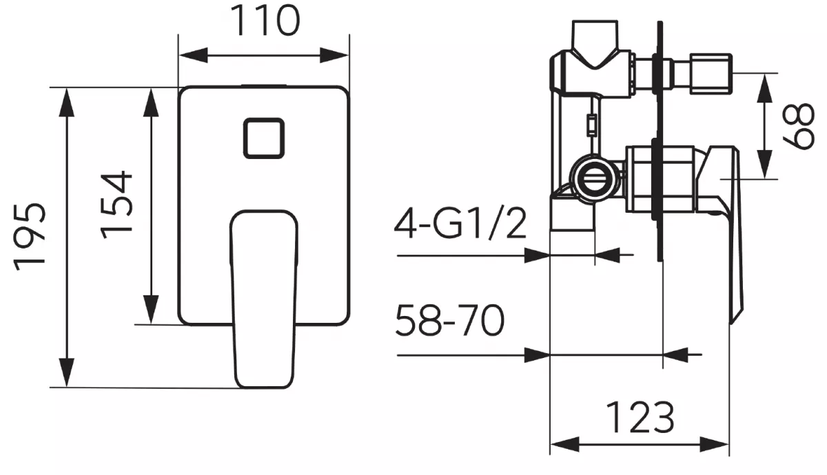 Unitate comanda FDesign Brina FD1-BRN-7P-11, 1/2'', incastra, 2 iesiri, diverter, include mixer incastrat, crom [2]