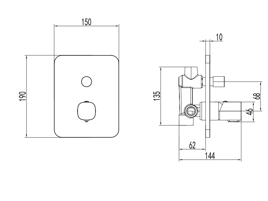 Unitate comanda FDesign Meandro FD1-MDR-7P-11, 1/2'', incastrata, 2 iesiri 1/2'', diverter, include valva, crom [2]