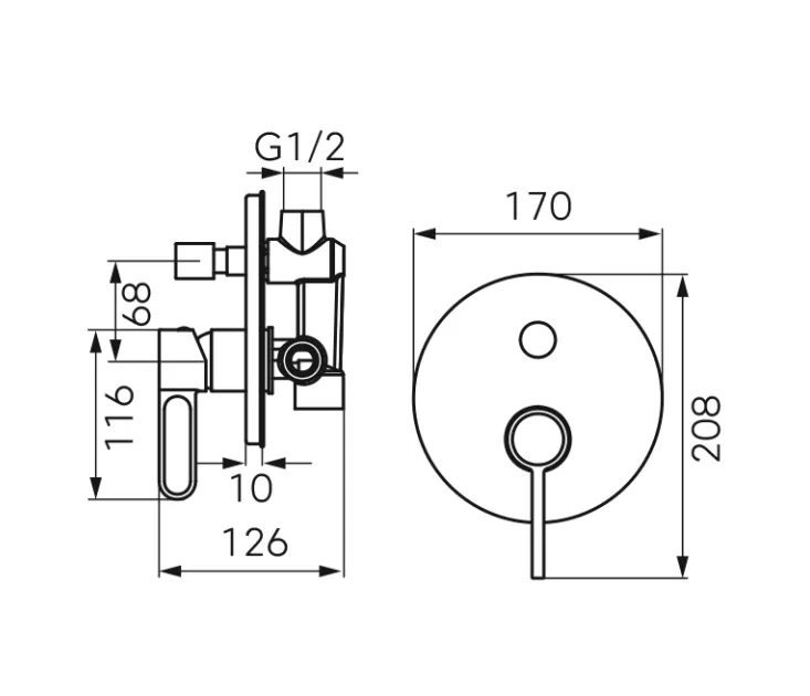 Unitate comanda FDesign Zaffiro FD1-ZFR-7P-55, 1/2'', aparenta, 2 iesiri 1/2'', diverter, valva inclusa, lucios, auriu [2]