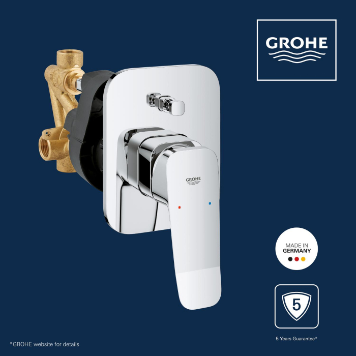 Unitate comanda Grohe 1018900000, Dice, tip incastrare incastrat, tip comanda monocomanda, dimensiune racord 1/2, crom [6]