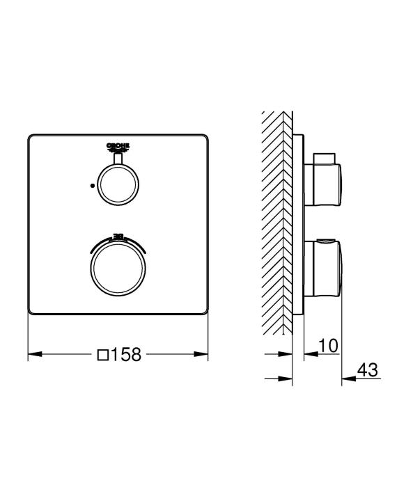 Unitate comanda Grohe 1022152430, 1 bar, 158 mm, 10 mm, 1 iesiri, 1 functii palarie dus, 1/2 dimensiune racord, Negru [5]