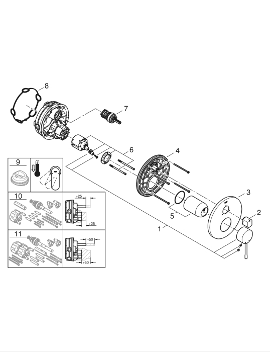 Unitate comanda Grohe 24092GN1, Essence, 3 iesiri, necesita valva, mat, auriu [5]
