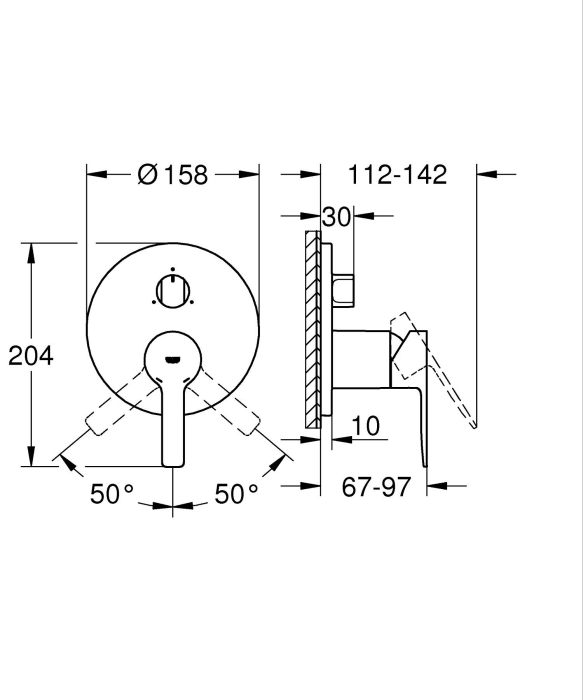 Unitate comanda Grohe 24095DL1, Lineare, 3 functii, diverter, necesita valva, mat, cupru [8]
