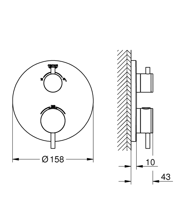 Unitate comanda Grohe 24135AL3, Atrio, 1/2'', termostat, 2 iesiri, necesita valva, mat, grafit [4]