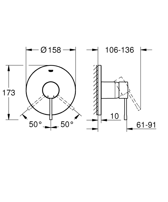 Unitate comanda Grohe 24168AL1, Essence, 1 functie, necesita valva, mat, grafit [4]