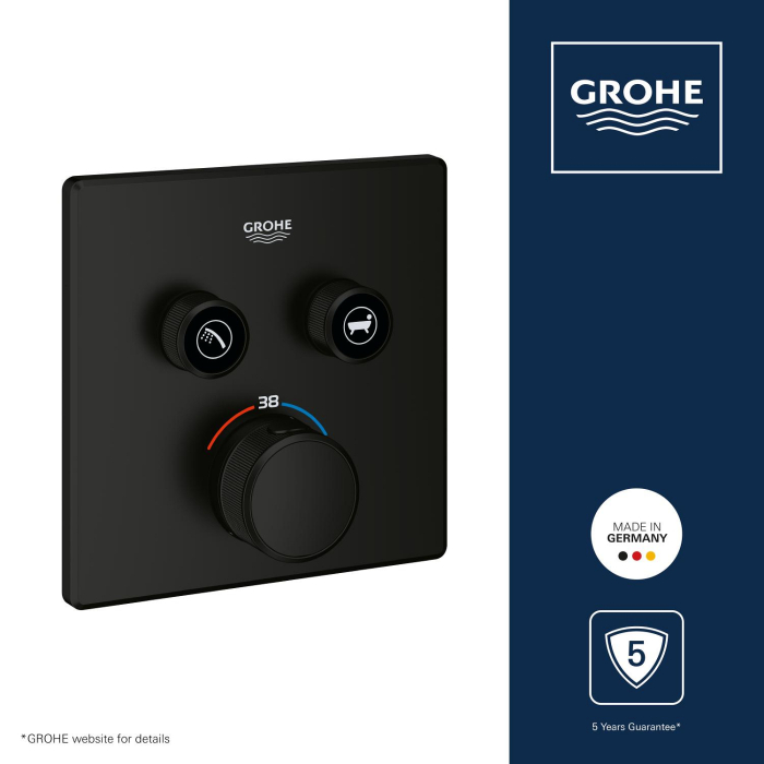 Unitate comanda Grohe 291242430, 1 bar, 158 mm, 10 mm, 2 iesiri, 1 functii palarie dus, 1/2 dimensiune racord, Negru [8]