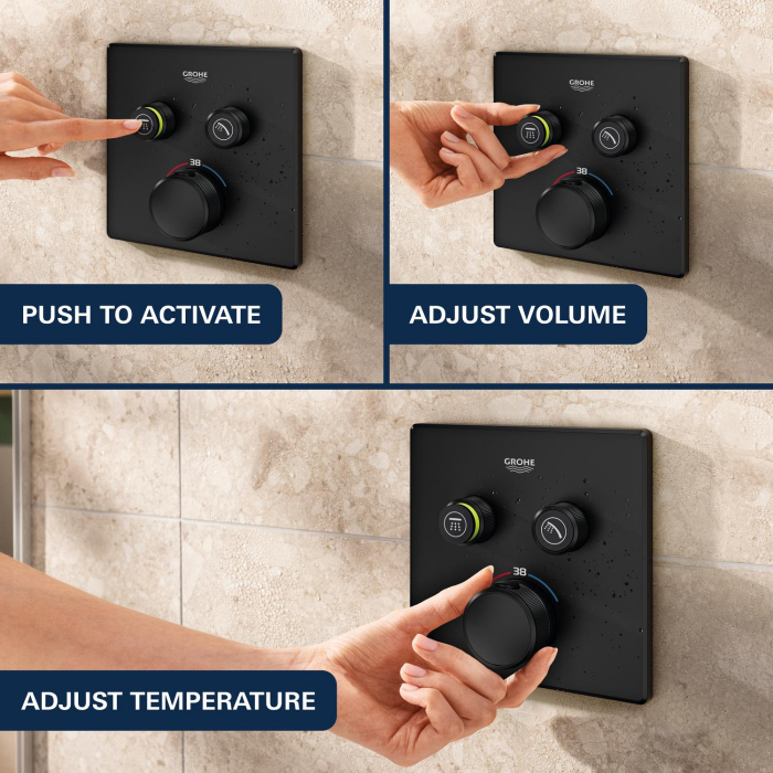 Unitate comanda Grohe 291242430, 1 bar, 158 mm, 10 mm, 2 iesiri, 1 functii palarie dus, 1/2 dimensiune racord, Negru [9]