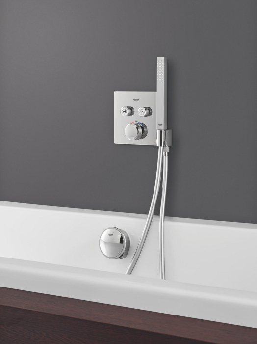 Unitate comanda Grohe 29125000, 1 bar, 158 mm, 10 mm, 2 iesiri, 1 functii palarie dus, 1/2 dimensiune racord, Crom [2]
