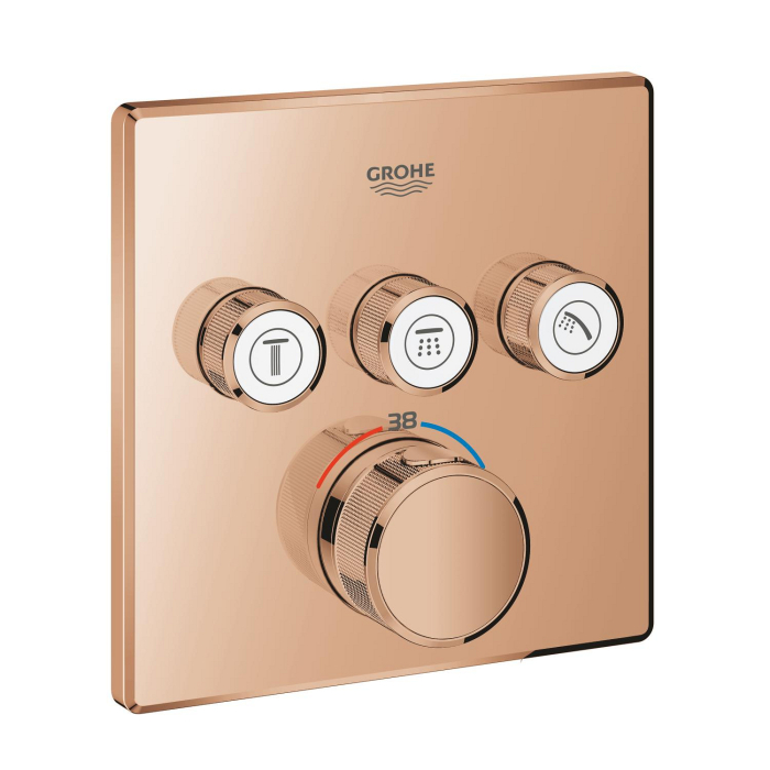 Unitate comanda Grohe 29126DA0, SmartControl, termostat, 3 iesiri, necesita valva, lucios, cupru [2]
