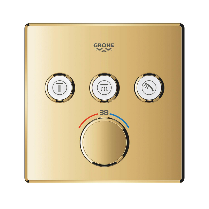 Unitate comanda Grohe 29126GL0, SmartControl, termostat, 3 iesiri, necesita valva, lucios, auriu [3]