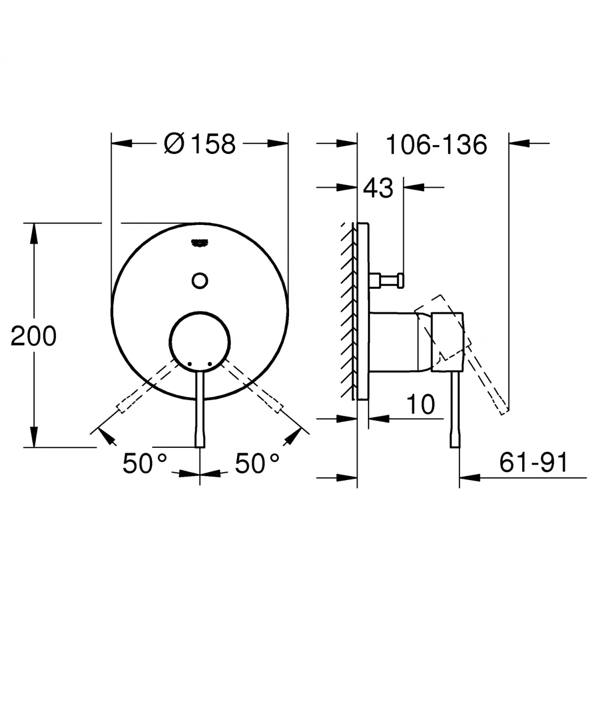 Unitate comanda Grohe Essence 24058GL1, 1/2'', 2 iesiri, necesita valva, lucios, auriu [4]