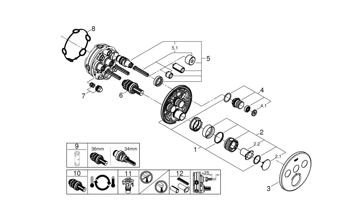 Unitate comanda Grohe SmartControl, termostat, 3 iesiri, necesita valva, mat, negru, 29508KF0 [6]