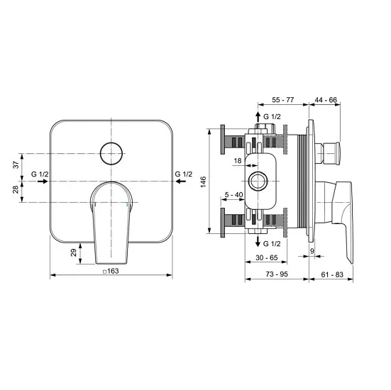 Unitate comanda Ideal Standard Edge, 2 iesiri, necesita valva, crom, A7124AA [2]