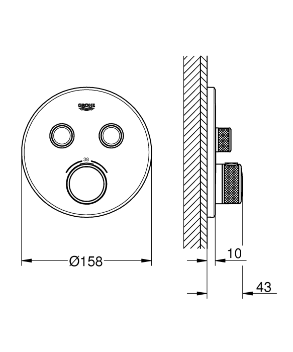Unitate control Grohe 29119GN0, Grohtherm Smartcontrol, 1/2'', 2 iesiri, termostat, incastrat [2]