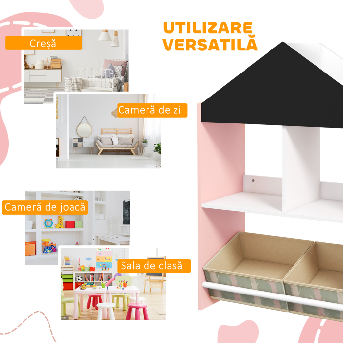  Unitate de depozitare a jucariilor pentru copii sertare rafturi detasabile pentru dormitorul copiilor sufragerie decor pentru cresa roz [6]