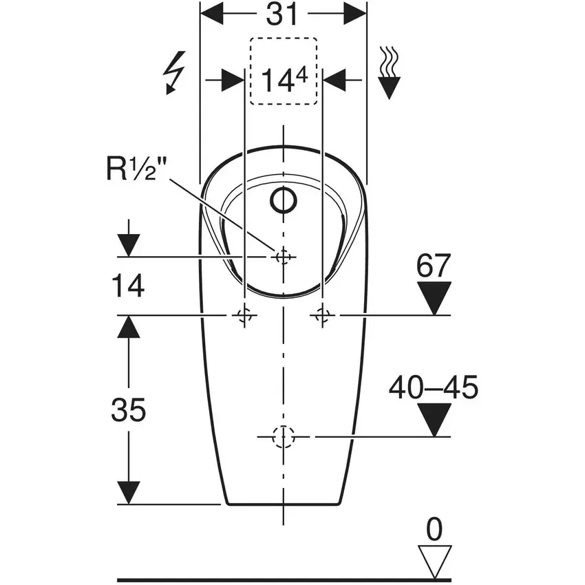 Urinal Geberit Preda, pe podea, alimentare spate, alb, 116.070.00.1 [4]