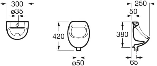 Urinal Roca A353145000, 300 mm, 420 mm, 250 mm, pe perete, superioara, verticala, interior zona montaj, Alb [3]