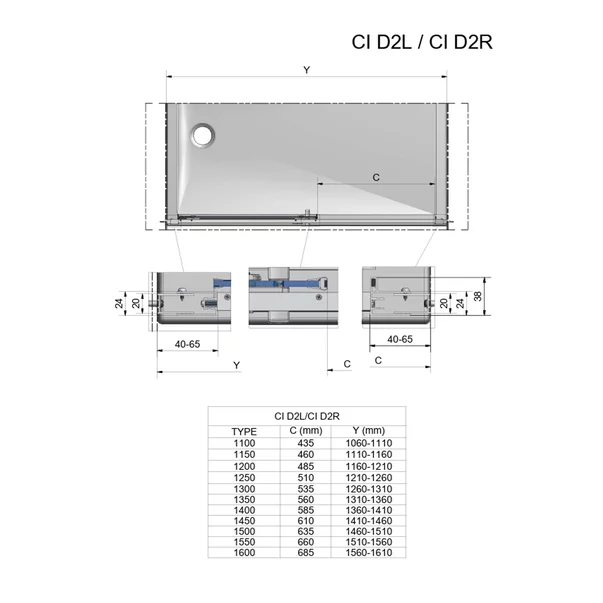 Usa de nisa culisanta Roth Cariba 130 cm sticla 6 mm crom dreapta [4]