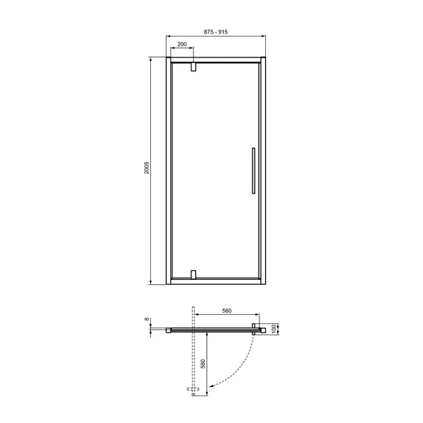 Usa de nisa pivotanta Ideal Standard i.life 90 cm sticla 8 mm argintiu [4]