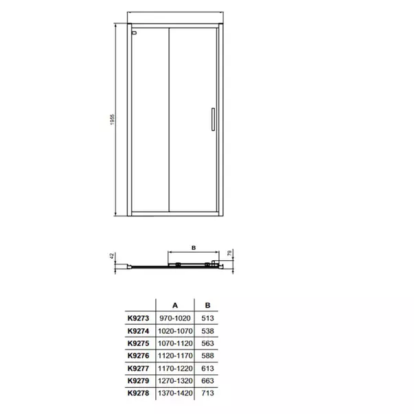 Usa glisanta cu segment fix 140 cm negru mat Ideal Standard Connect 2 [3]