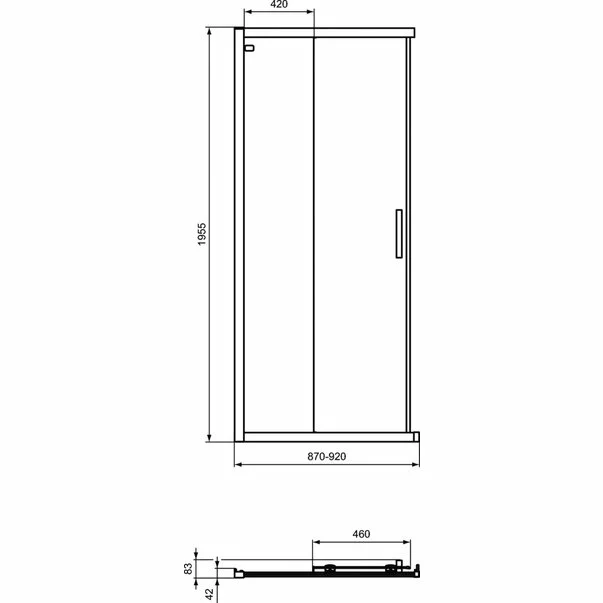 Usa pentru Cabina de dus patrata cu usi glisante Ideal Standard Connect 2 90x90 profil alb [2]