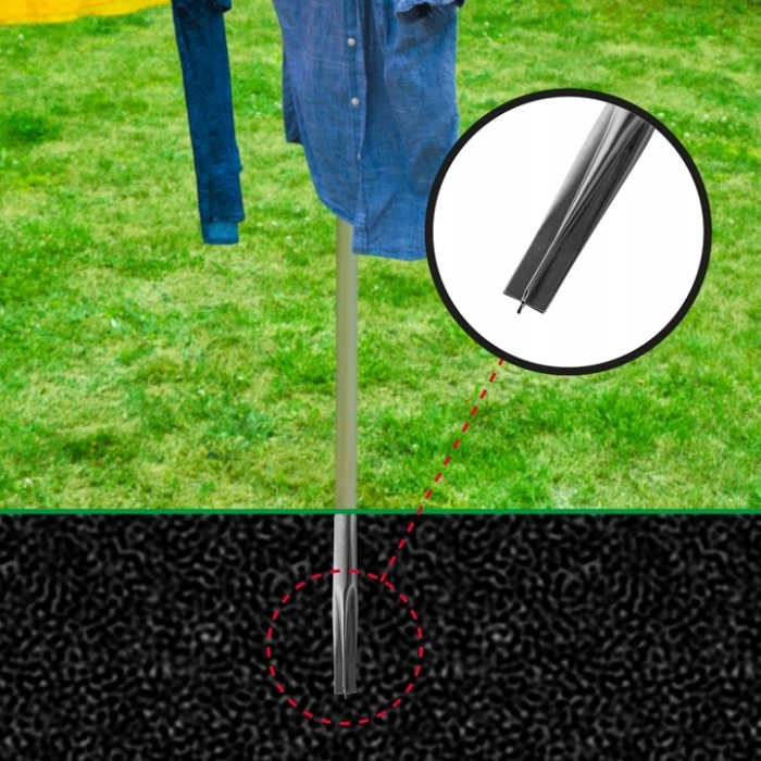 Uscator haine rotativ 50 m fir, 4 brate aluminiu, inaltime reglabila 180-200 cm, pliabil, suport fixare sol inclus [3]