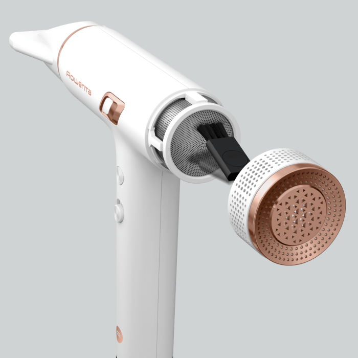 Uscator de par compact Rowenta Nano HY8140F0, 1700W, 3 trepte de viteza, 3 trepte de temperatura, duza de concentrare, difuzor volum, generator de ioni, flux de aer rece, grilaj detasabil, perie de cu [9]