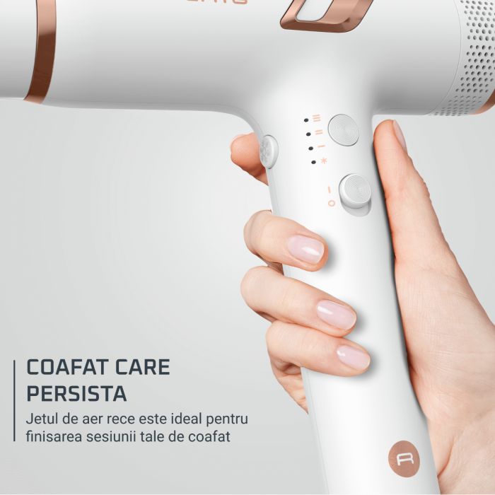 Uscator de par compact Rowenta Nano HY8140F0, 1700W, 3 trepte de viteza, 3 trepte de temperatura, duza de concentrare, difuzor volum, generator de ioni, flux de aer rece, grilaj detasabil, perie de cu [5]