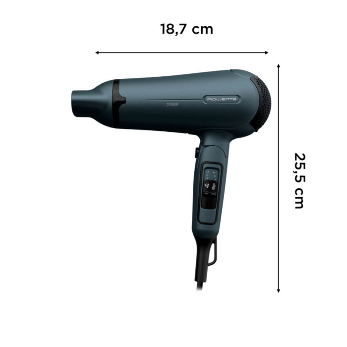 Uscator de par pliabil Rowenta Nomad CV4753F1, 2200W, 3 setari de temperatura, 2 trepte de viteza, functie aer rece, inel de agatare, grilaj detasabil, geanta transport, verde & negru [7]
