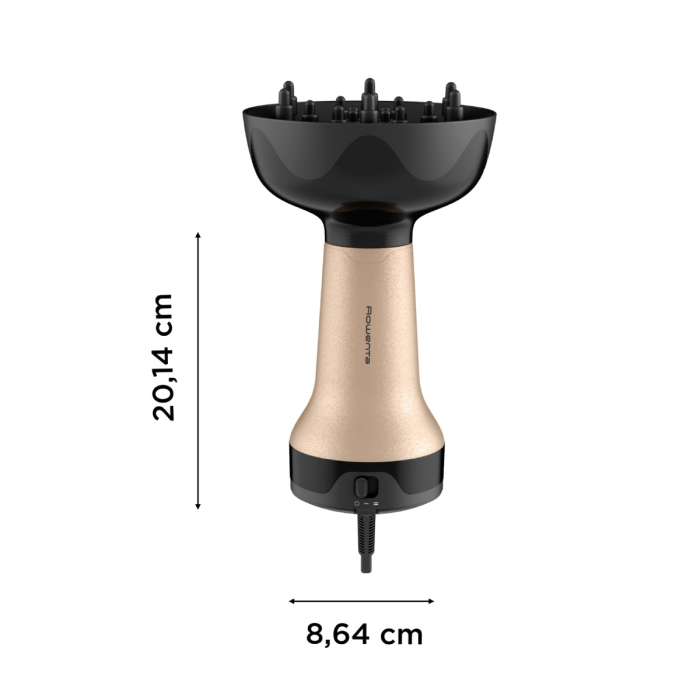 Uscator de par Rowenta Curl Harmony 3 in 1 CV7D30E0, 700 W, 2 trepte de viteza si temperatura, generator de ioni, grila detasabila, geanta de transport, crem & negru [20]