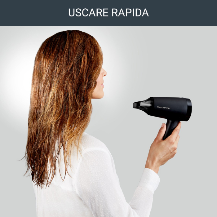 Uscator de par Rowenta Express Style CV1801F0, 1600W, 2 trepte de temperatura si putere, Tehnologia Effiwatts, concentrator, Negru  [7]