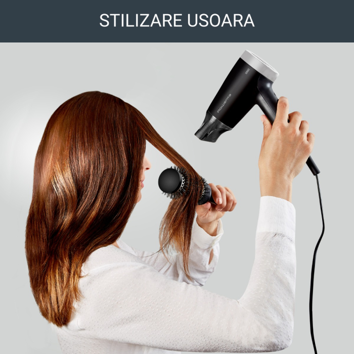 Uscator de par Rowenta Express Style CV1810F0, 1600 W, 2 trepte de temperatura si viteza, tehnologie Effiwatts, functie ionica, functie aer rece, negr [3]