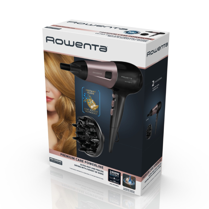 Uscator de par Rowenta PowerLine CV5940F0, 2400W, functie Effiwats, invelis cashmere keratin, tehnologie Ionic booster, negru/roz [12]