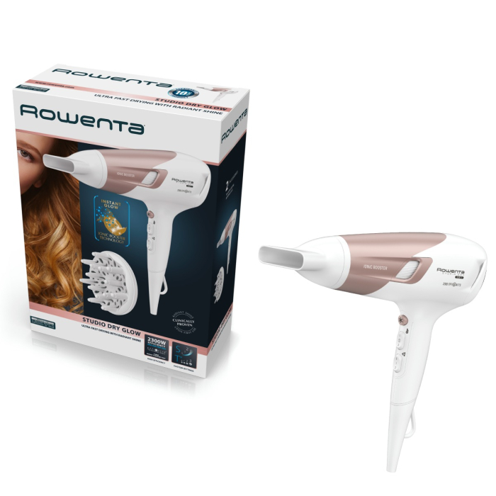 Uscator de par Rowenta Studio Dry Glow CV5830F0, 2300W, 2 trepte viteza, 3 trepte temperatura, tehnologie Thermo Control, alb [8]