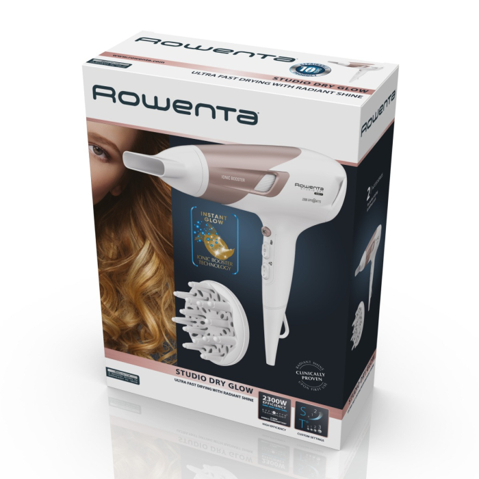 Uscator de par Rowenta Studio Dry Glow CV5830F0, 2300W, 2 trepte viteza, 3 trepte temperatura, tehnologie Thermo Control, alb [9]