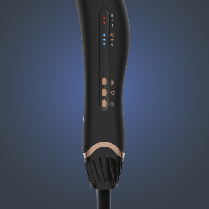 Uscator de par Rowenta Ultimate Experience Air Motion CF8C20E0, 1300W, 3 trepte viteza, 3 trepte temperatura, concentrator 5 mm, jet de aer rece, husa de depozitare, negru & roz [14]