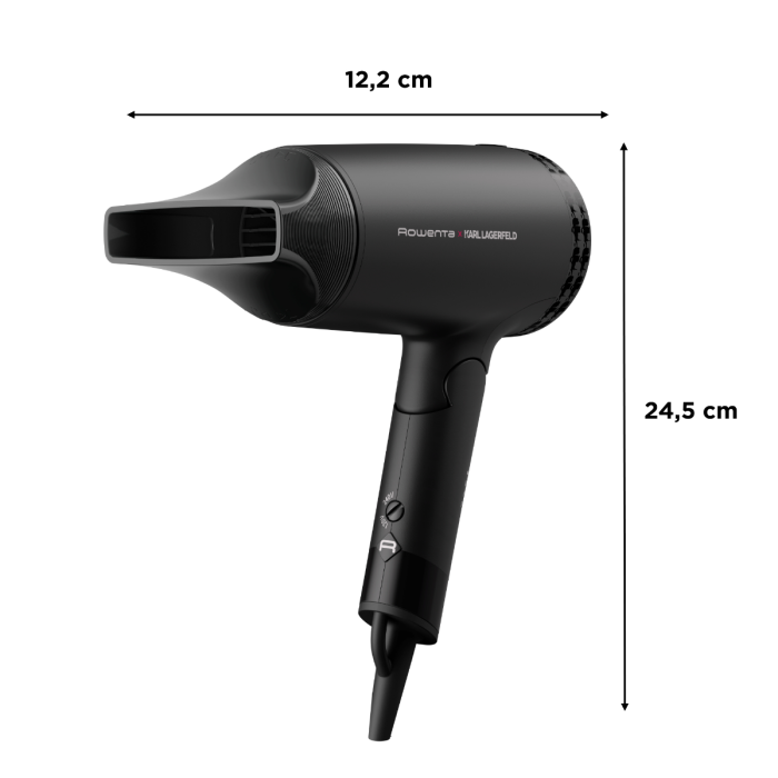 Uscator de par ROWENTA x Karl Lagerfeld Express Style CV184LF0, 1600 W, 2 trepte de temperatura, invelis Keratin & Glow, concentrator, negru [12]