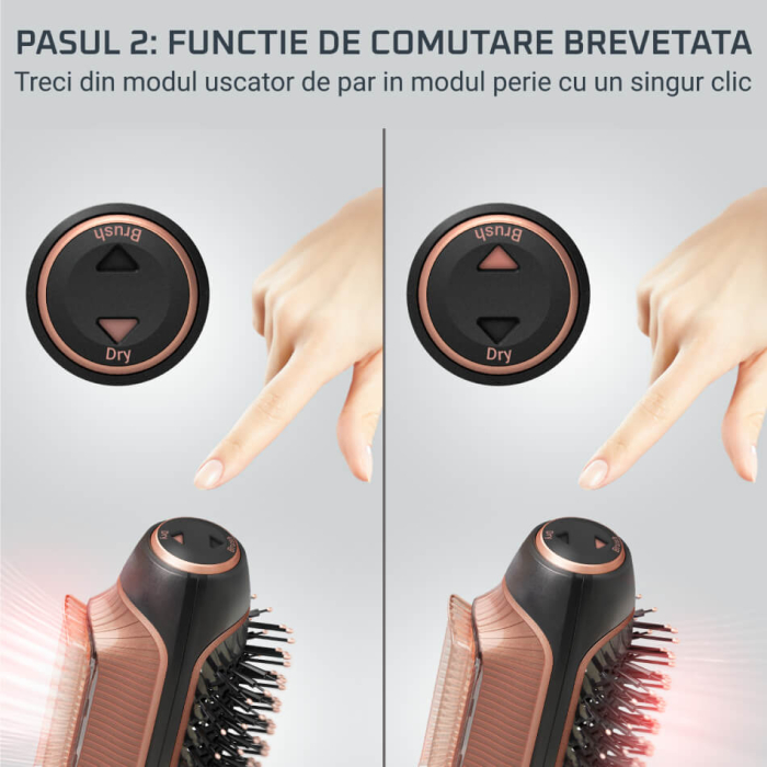 Uscator de par si perie cu aer cald Rowenta Reverso 2 in 1 CF9840F0, 1200W, 2 trepte de viteza si temperatura, accesoriu protectie inclus, negru [5]