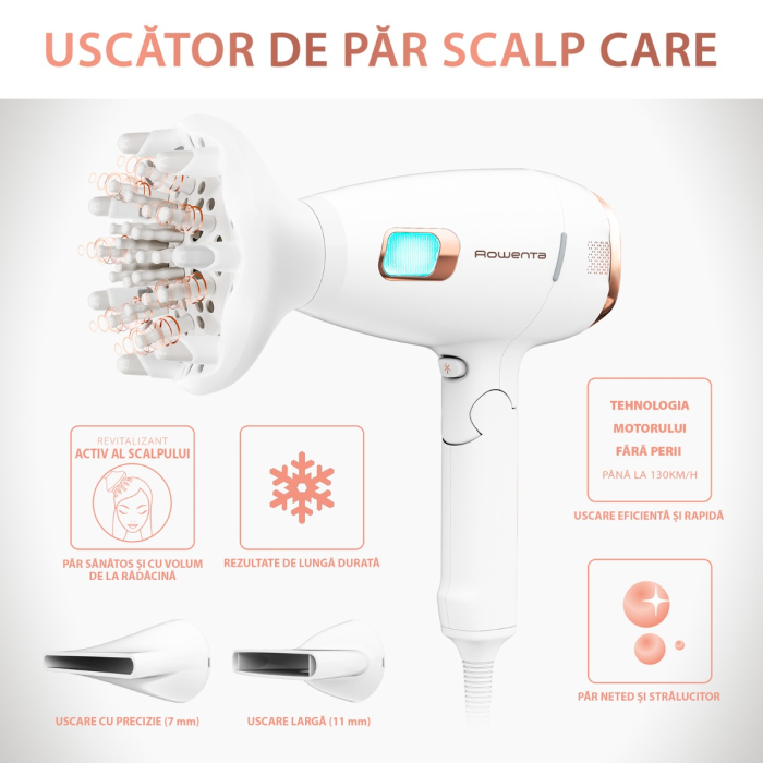 Uscator de par Ultimate Experience Scalp Care CV9240F0, 2200W, Active scalp revitalizer, functie Advanced Care, tehnologie Ionic Booster, alb [7]