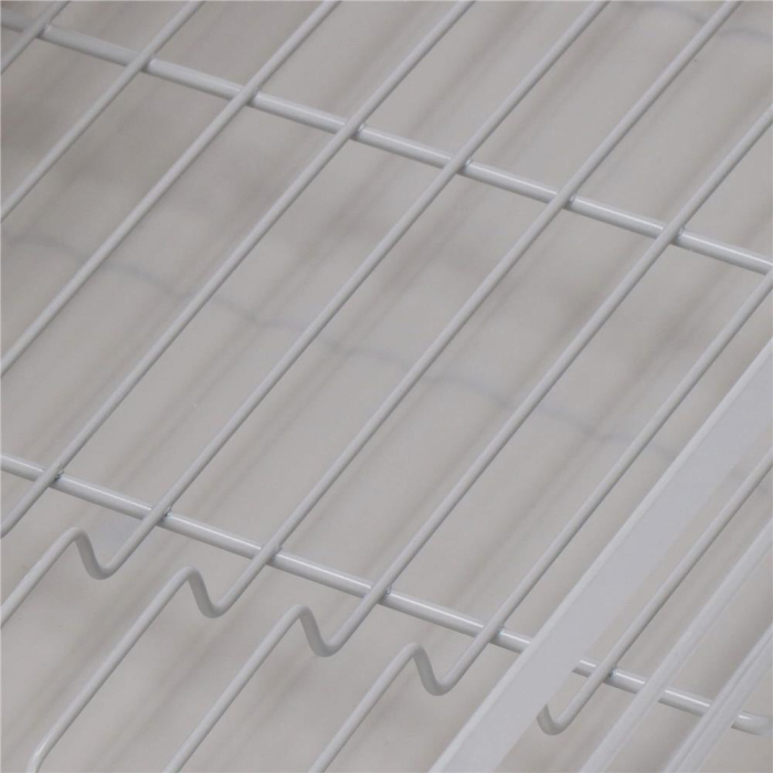 Uscator de vase cu suport tacamuri, din otel, cu tava de scurgere, manere lemn, 42x32x15cm, gri [11]