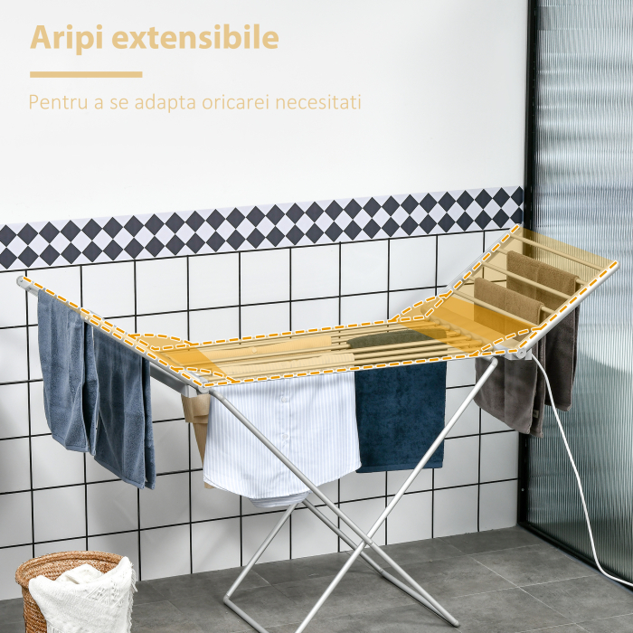  Uscator electric pliabil pentru rufe, cu aripi extensibile, eficient energetic, pentru interior [6]