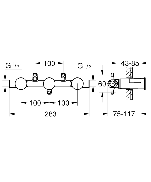 Valva lavoar Grohe 29025002, 1/2 diametru alimentare, 1/2 diametru iesire, 1 nr iesiri, 2 nr intrari, alama [6]